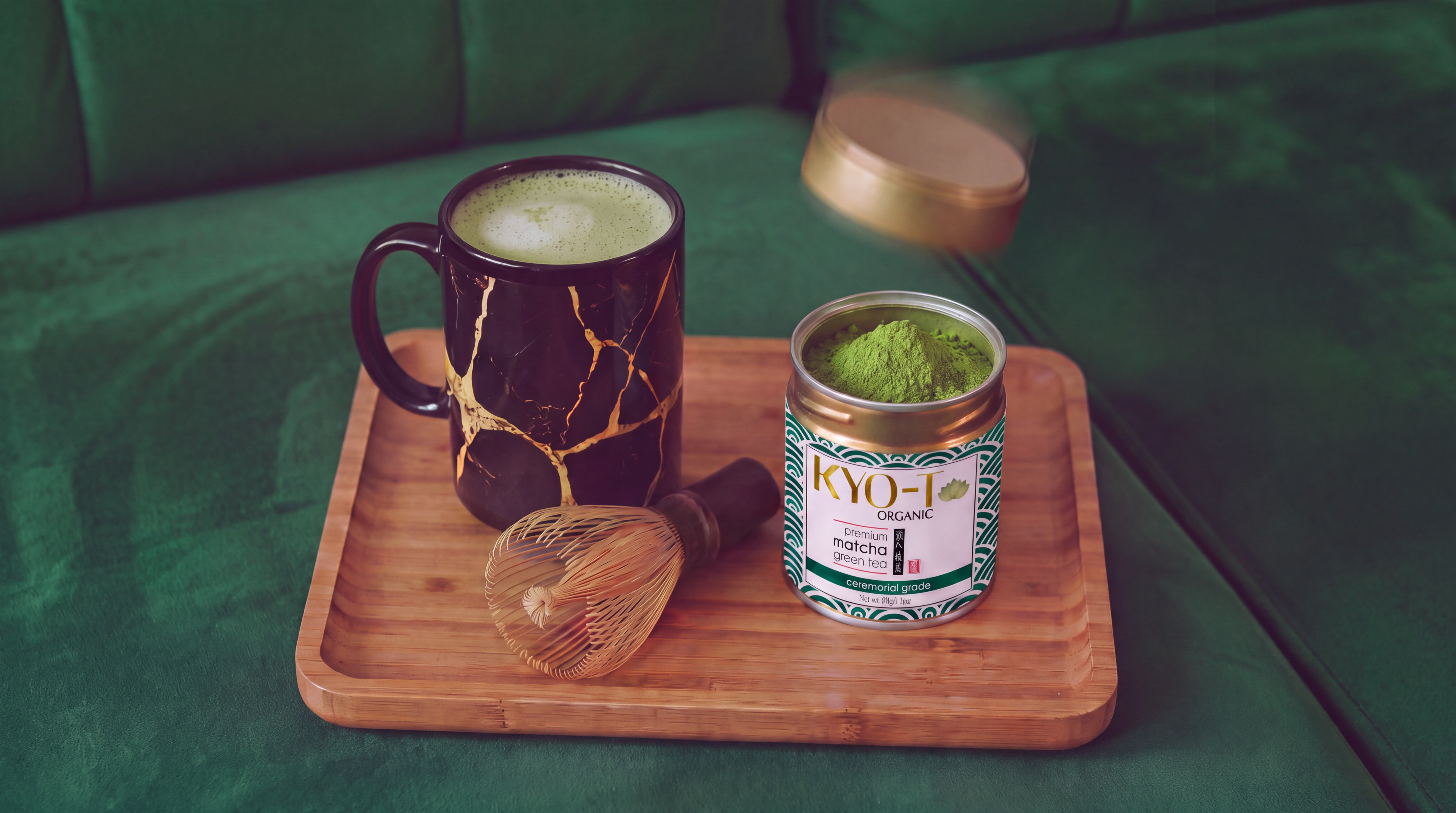 KYO-T Organic Matcha drink packaging with cap removed